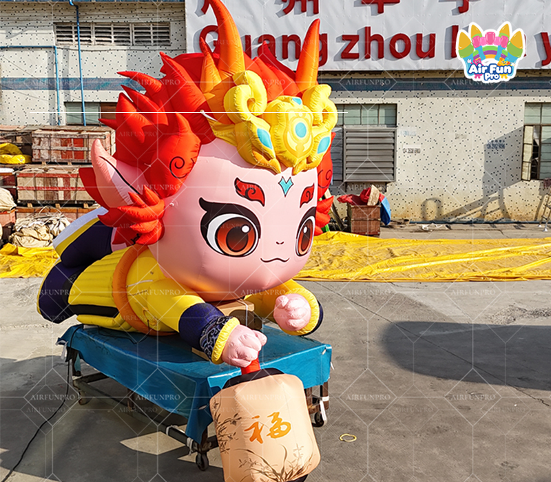 Customized Outdoor Advertising Balloon Decoration Little Dragon Man Cartoon UV Printed Multi-Color Event Decorations Parties