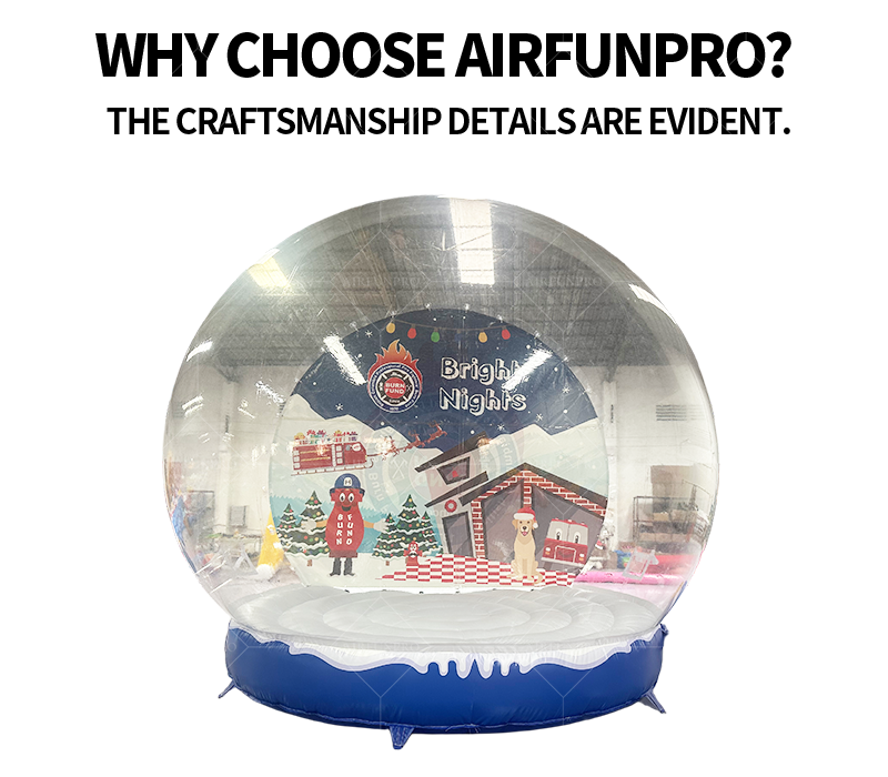 Airfunpro Holiday Decoration Inflatable Snow Globe Ball 10-12ft Waterproof UV Printed for Christmas Events