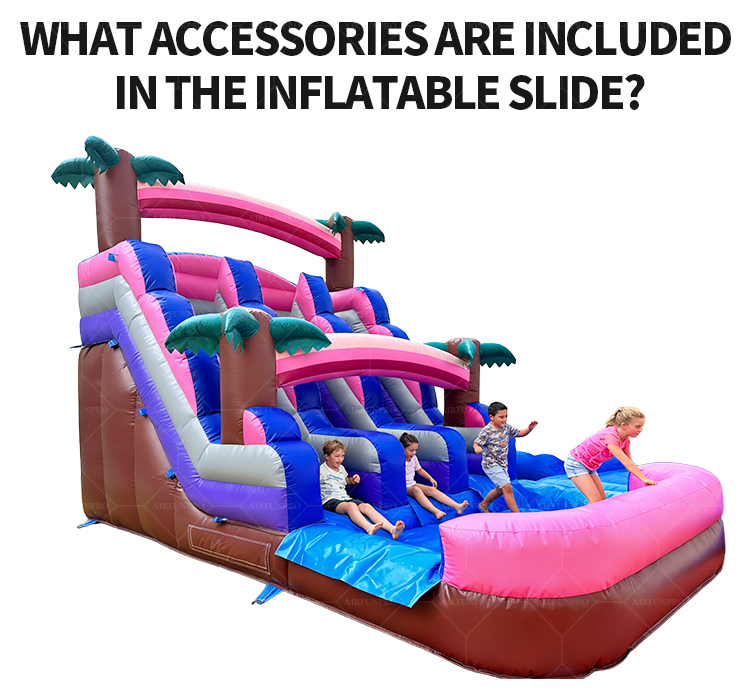 Pink Tropical Dual Lane Inflatable Water Slide | EN14960 Certified, Customizable