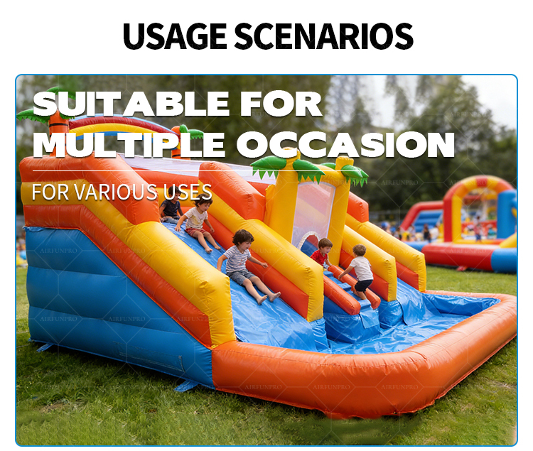 Tropical Rainbow Multi-Lane Inflatable Water Slide