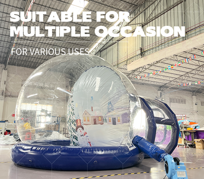 Hot Sales Christmas Decoration Inflatable Balloon UV Printed Background Blower Pump Waterproof 10-12ft Multi-Color Snowballs for