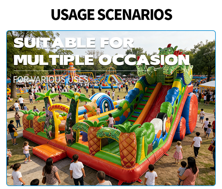 Dinosaur Jungle Inflatable Slide: Roar into Prehistoric Adventure!