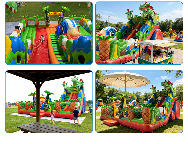 Dinosaur Jungle Inflatable Slide: Roar into Prehistoric Adventure!