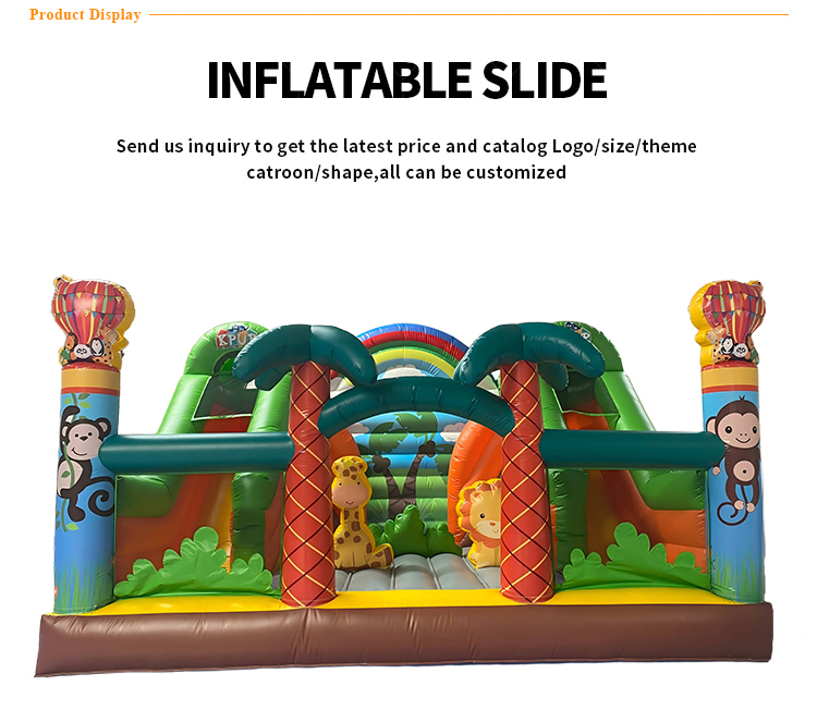 Jungle Animal Themed Multi-Lane Inflatable Slide | EN14960 Certified