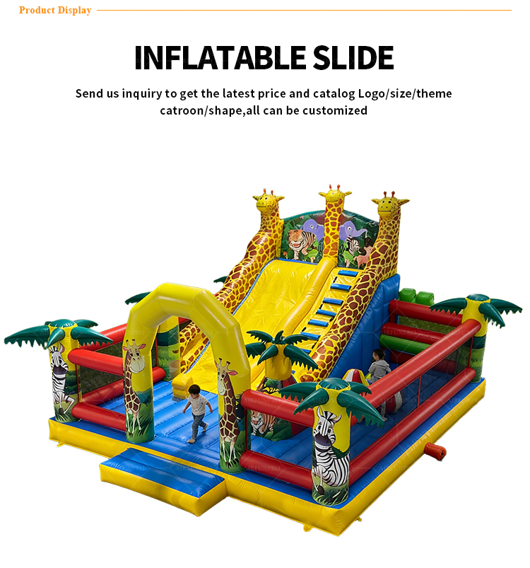 Giraffe Tower Inflatable Slide Jungle Animal Themed Inflatable Water/Dry Slide