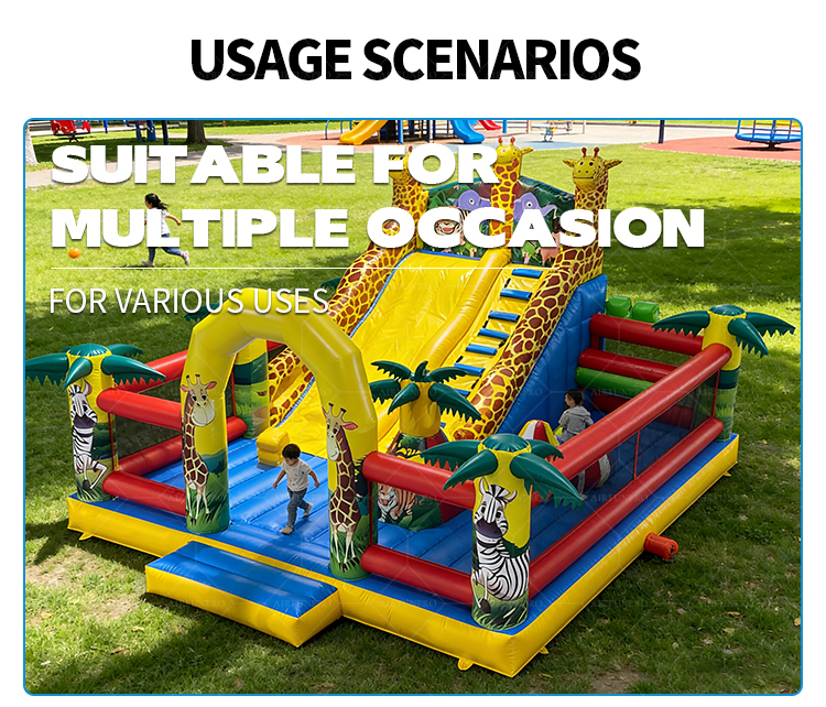 Giraffe Tower Inflatable Slide Jungle Animal Themed Inflatable Water/Dry Slide