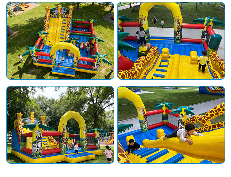 Giraffe Tower Inflatable Slide Jungle Animal Themed Inflatable Water/Dry Slide