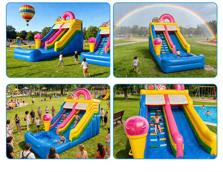 Factory Custom Kid Party Game Hot Sale AirFunPro Giant PVC Inflatable Water Slides Backyard Castle Bouncy Jumping Bouncer Pool