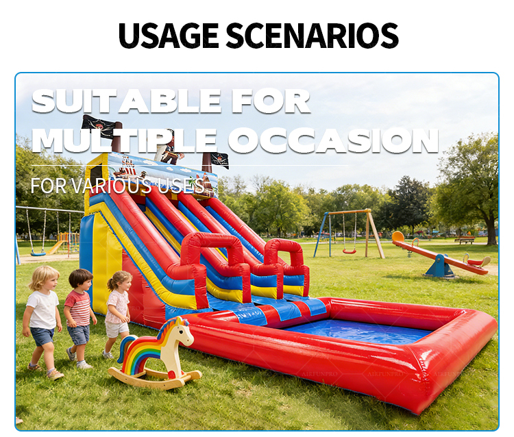 AirFunPro Giant PVC Inflatable Water Slide Castle with Bouncy Area for Kid Parties