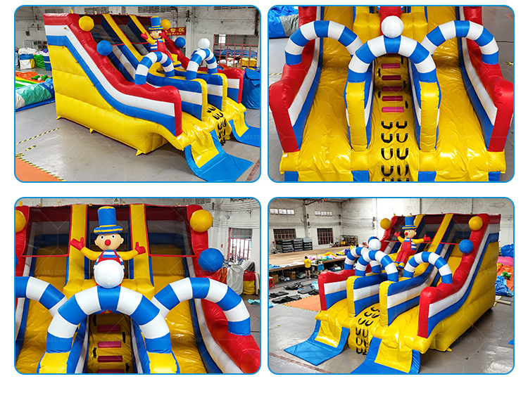 Circus Clown Dual-Lane Inflatable Slide: Step Right Up for Non-Stop Carnival Thrills