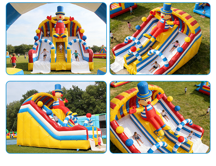Commercial-Grade Giant Clown Dual-Lane Slide: 0.55mm Plato PVC