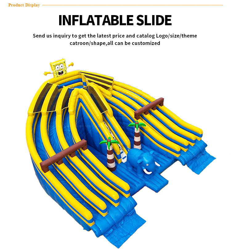 Custom-Size SpongeBob Multi-Lane Slide: 0.55mm Plato PVC, EN14960 Certified!