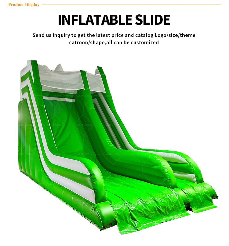 Vibrant Green Dual Slide: A Fresh Take on Classic Inflatable Fun!