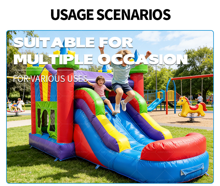 Commercial Amusement Park Inflatable Obstacle Course Jumping Castle PVC Material Customizable Size for Parties Events With Slide
