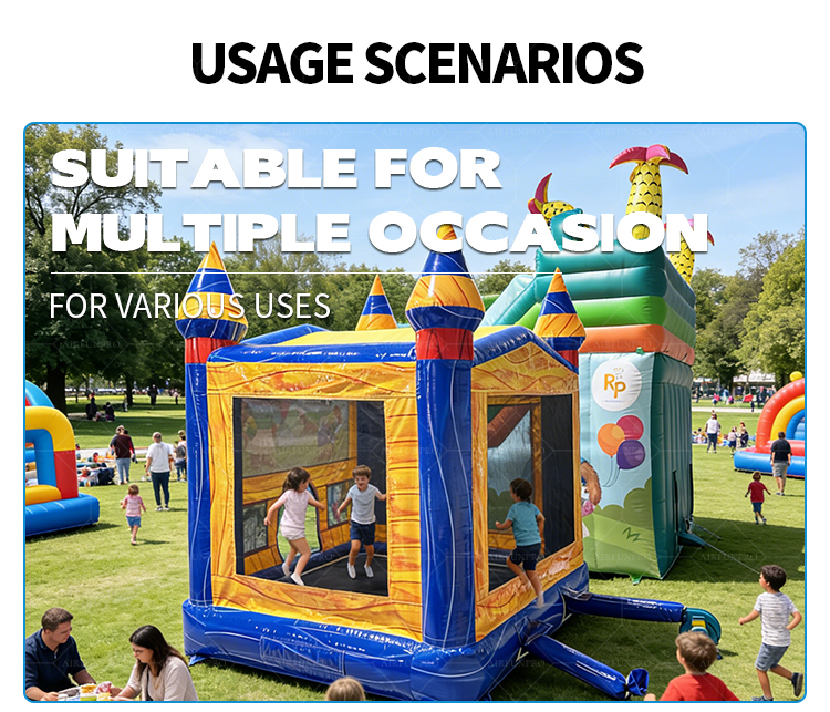 100% PVC Tarpaulin Bounce House Combo with Slide-Eco-Friendly Customizable Size for Party Rentals