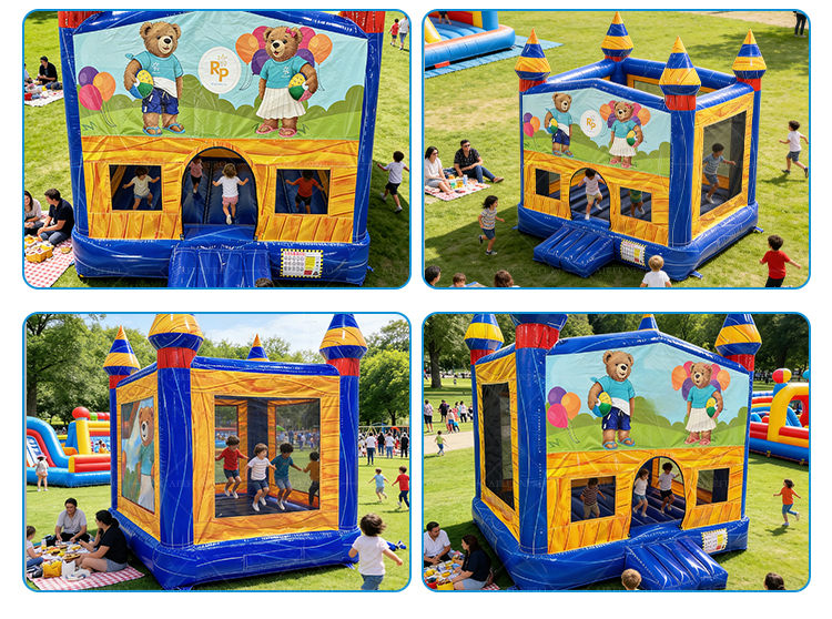 100% PVC Tarpaulin Bounce House Combo with Slide-Eco-Friendly Customizable Size for Party Rentals