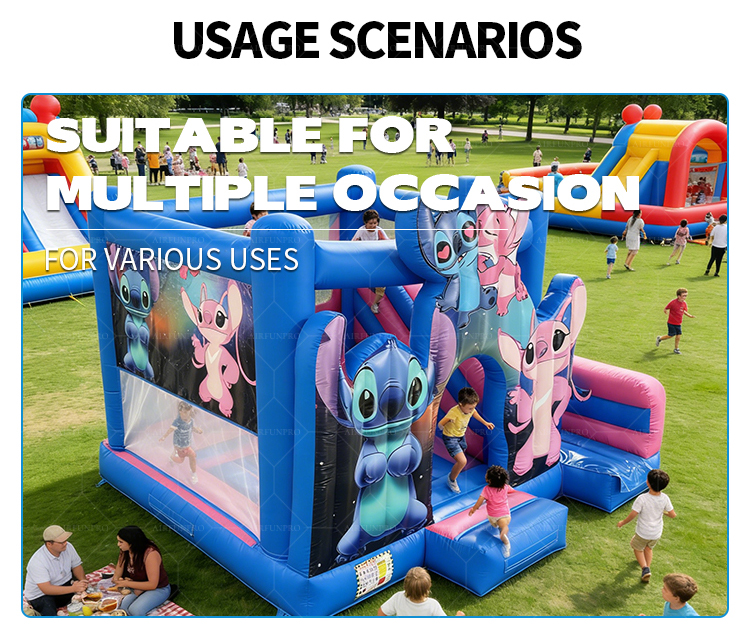 Inflatable Bouncy House with Slide Eco-Friendly PVC Material Customizable Size for Commercial Party Use