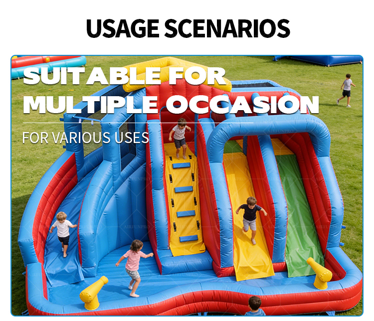 Rainbow Multi-Lane Inflatable Slide: A Color Explosion of Non-Stop Fun!