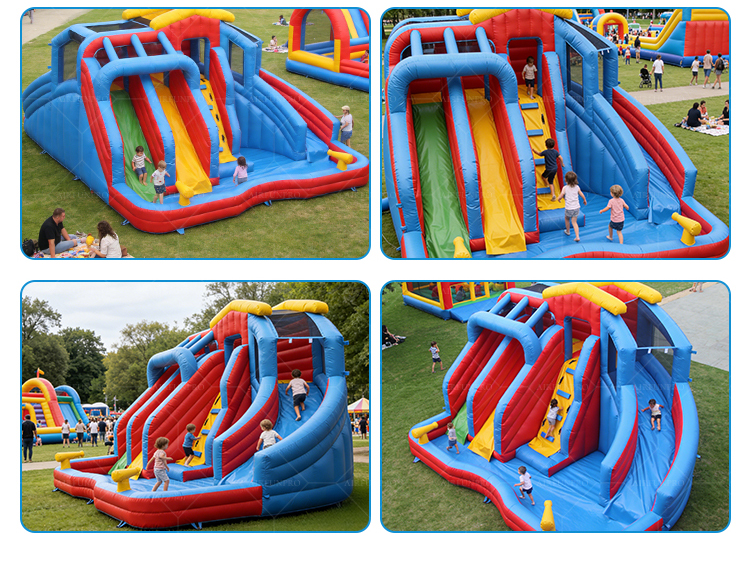 Rainbow Multi-Lane Inflatable Slide: A Color Explosion of Non-Stop Fun!
