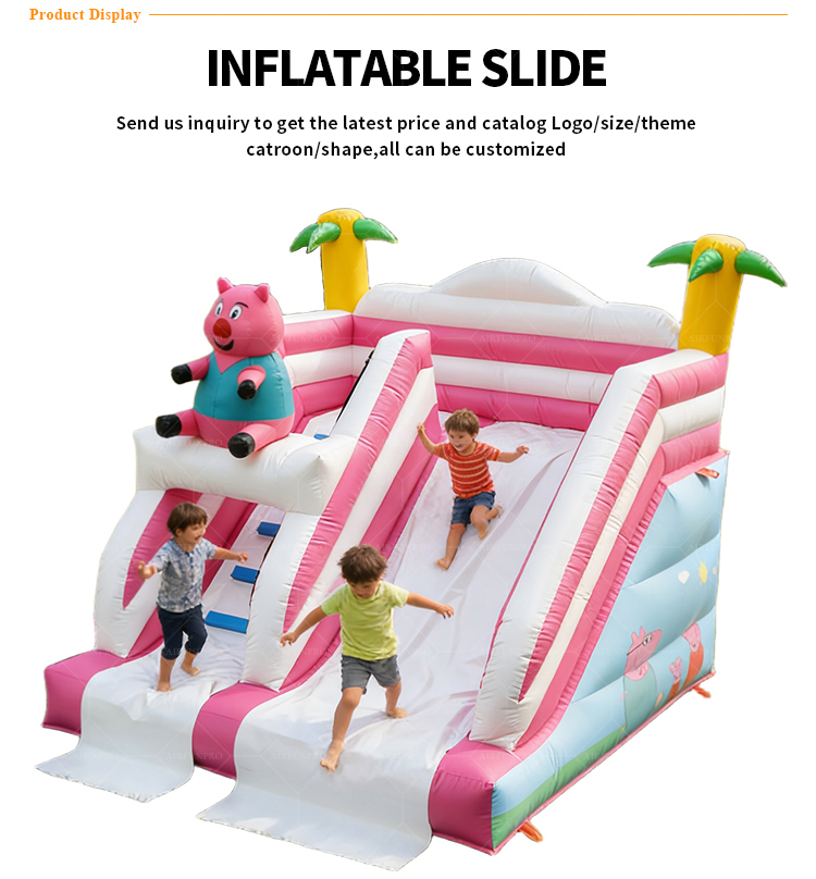 Custom Peppa Pig Dual-Lane Slide: 0.55mm Plato PVC, EN14960 Certified!