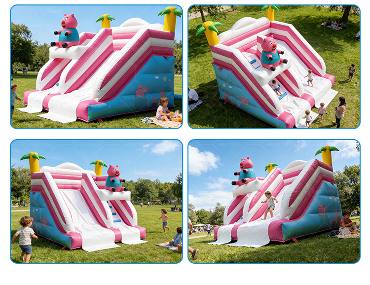 Custom Peppa Pig Dual-Lane Slide: 0.55mm Plato PVC, EN14960 Certified!