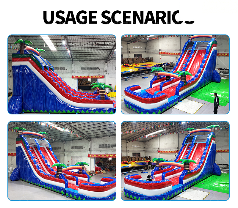 Tropical Palm Tree Dual-Lane Inflatable Water Slide: Slide into Paradise