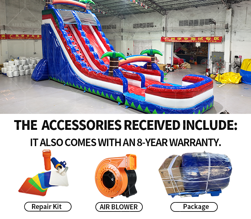 Tropical Palm Tree Dual-Lane Inflatable Water Slide: Slide into Paradise