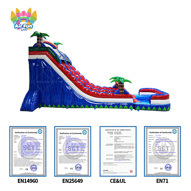 Tropical Palm Tree Dual-Lane Inflatable Water Slide: Slide into Paradise