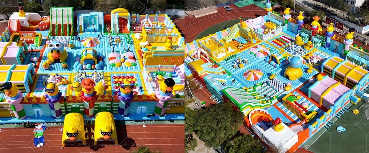 Duck-Themed Inflatable Park in Canada | 50x50m Commercial Playground