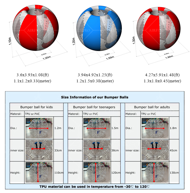 TPU And PVC Inflatable Bumper Bubble Ball for Outdoor Sports Factory Price For Sell