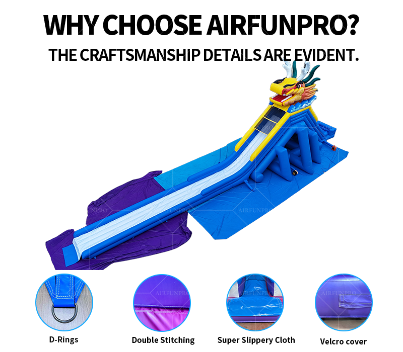 0.55mm Plato PVC, EN14960 Certified Custom Inflatable Chinese Dragon Slide