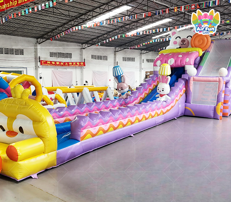 Purple Candy Themed Inflatable Water Slide Play Park: Jump, Climb