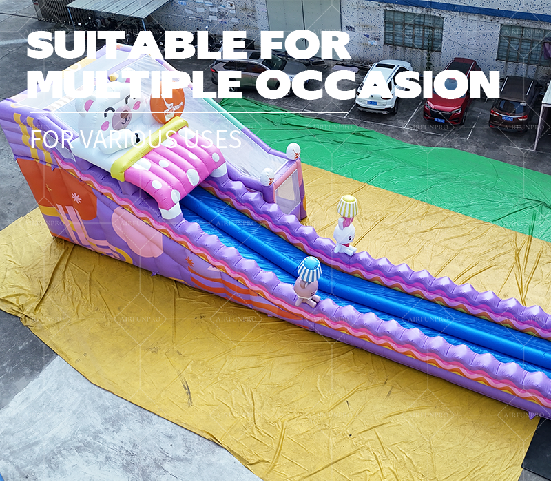 Purple Candy Themed Inflatable Water Slide Play Park: Jump, Climb