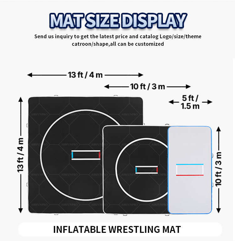 Inflatable Wrestling Mat 3m 5m 6m DWF Drop Stitch Jiu Jitsu BJJ MMA Grappling Training Mat Non-Slip PVC OEM Custom