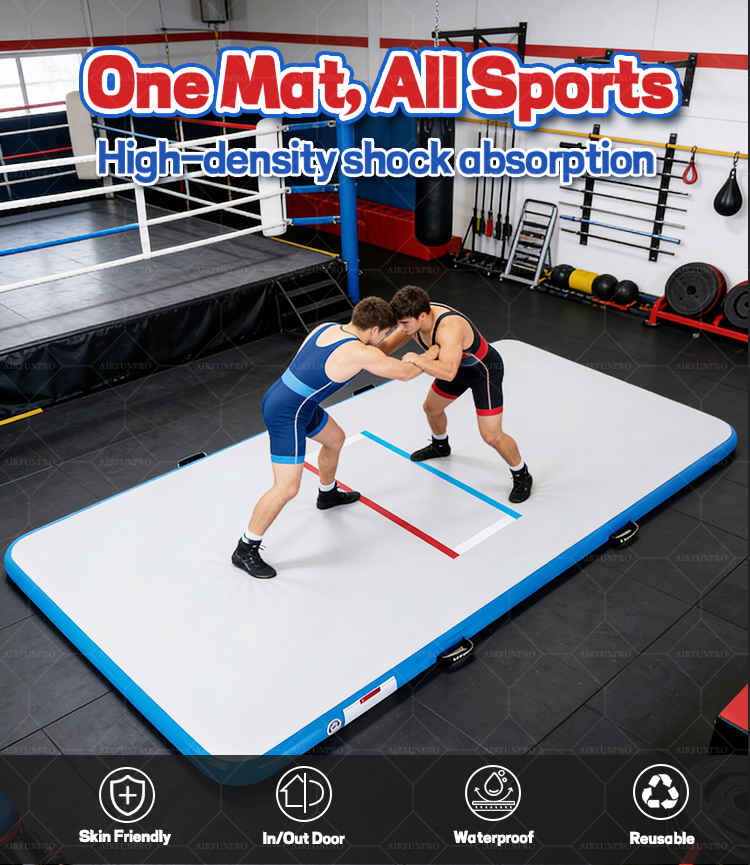 Inflatable Wrestling Mat 3m 5m 6m DWF Drop Stitch Jiu Jitsu BJJ MMA Grappling Training Mat Non-Slip PVC OEM Custom