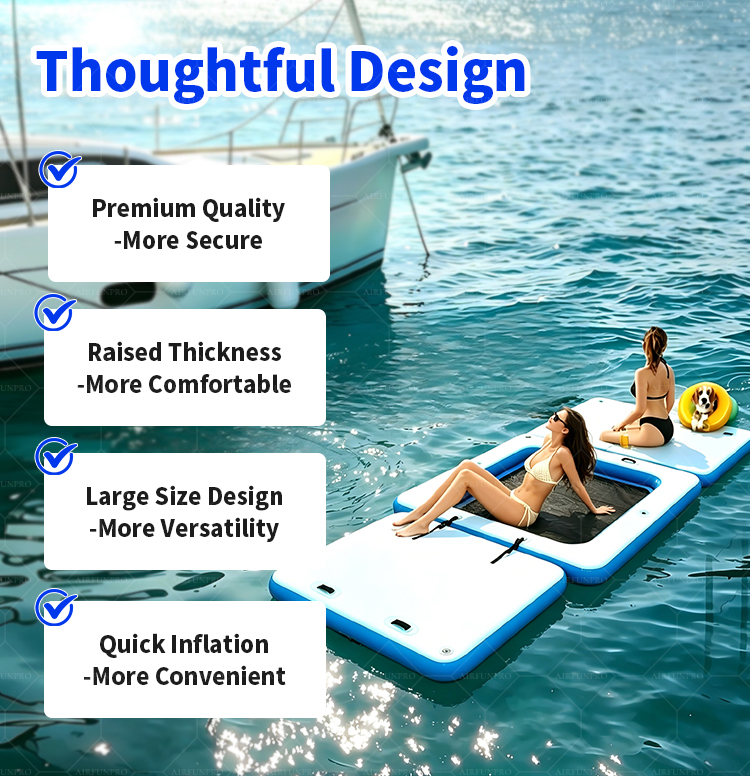 Inflatable Floating Dock Air Dock Platform Non-Slip Inflatable Water Mat Floating Island Raft
