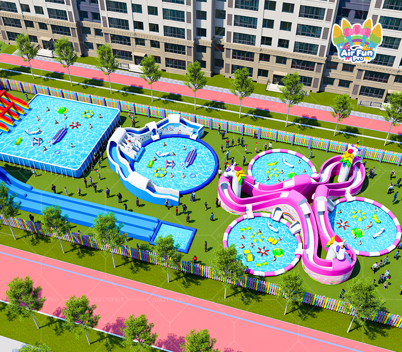 Commercial Inflatable Water Park with Giant Slide
