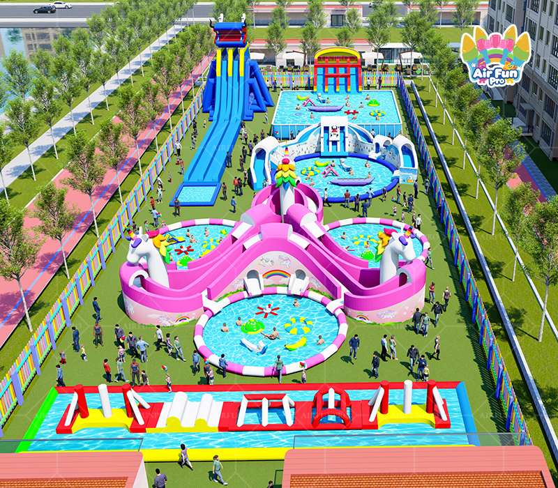 Commercial Inflatable Water Park with Giant Slide