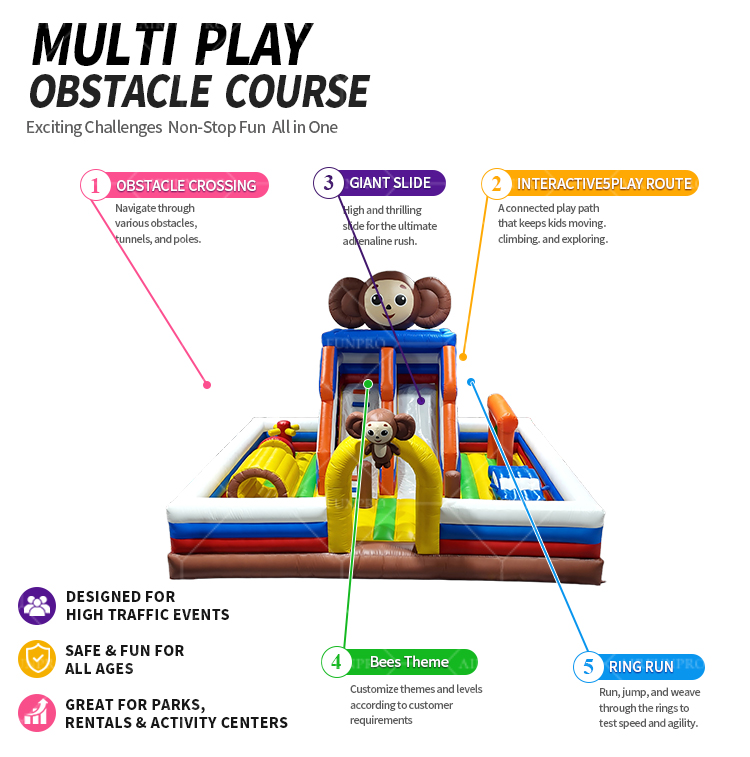 Cute Monkey Inflatable Play Zone: Adventure