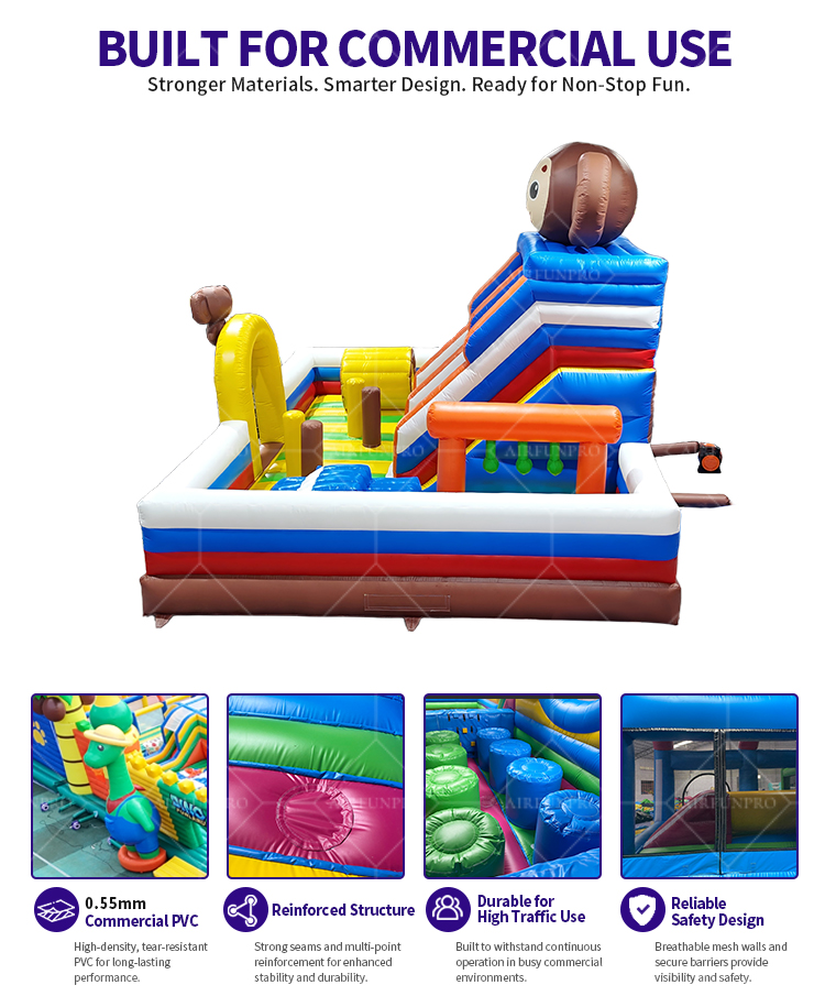 Cute Monkey Inflatable Play Zone: Adventure