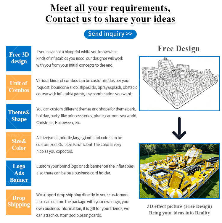 Bee Themed Inflatable Obstacle Playground 25x20m | Commercial Kids Inflatable Fun Park | AirFunPro