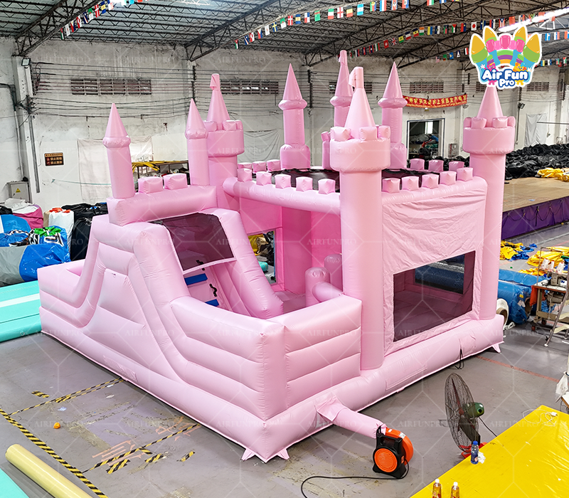 Pink Princess Castle Inflatable Bounce House With Slide | Commercial Kids Jumping Castle | AirFunPro