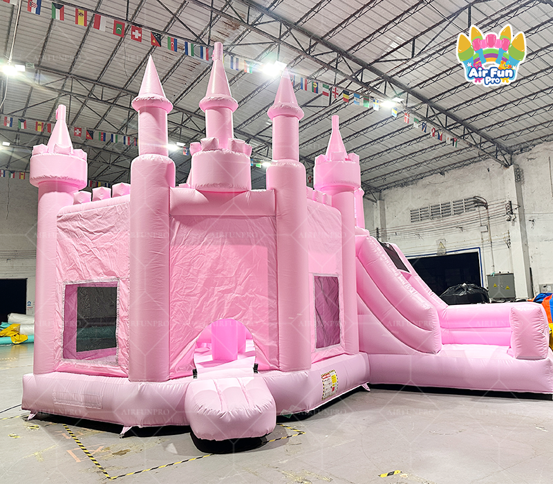 Pink Princess Castle Inflatable Bounce House With Slide | Commercial Kids Jumping Castle | AirFunPro