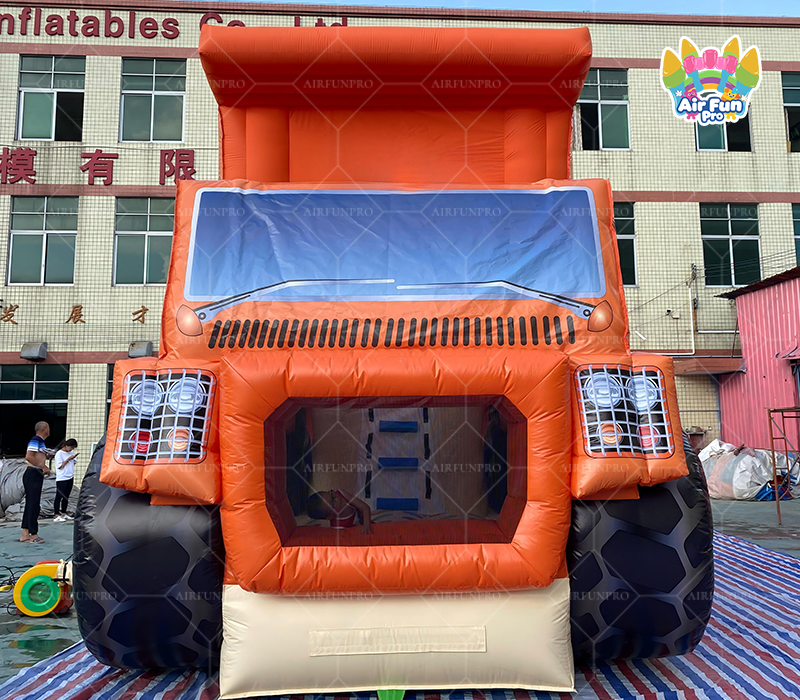 Dump Truck Themed Inflatable Bounce House With Slide | Commercial Construction Vehicle Jumping Castle | AirFunPro