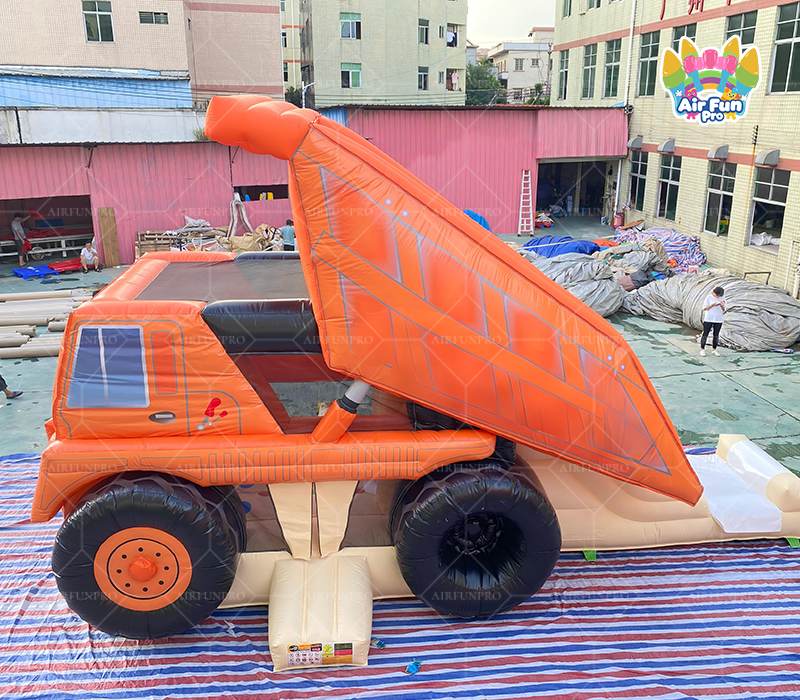 Dump Truck Themed Inflatable Bounce House With Slide | Commercial Construction Vehicle Jumping Castle | AirFunPro