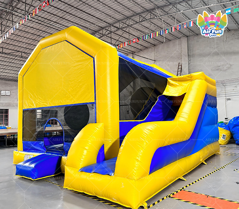 Yellow Blue Inflatable Bounce House With Slide | Commercial Combo Jumping Castle | AirFunPro