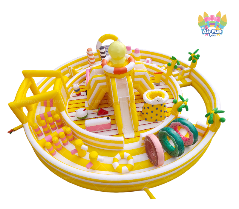 Yellow Duck Theme Giant Inflatable Playground Commercial PVC Inflatable Obstacle Play Center Outdoor Kids Inflatable Amusement Park For Rental