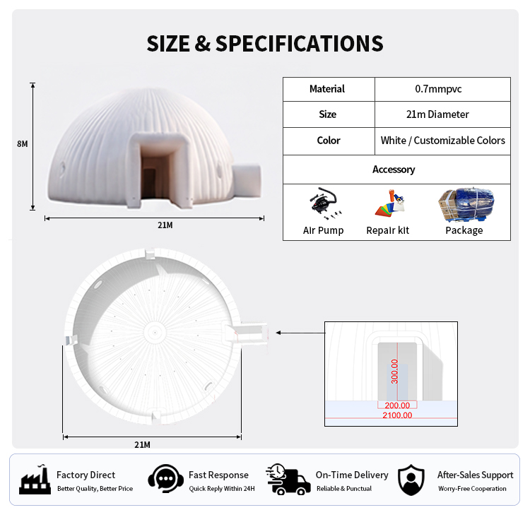 Airtight Inflatable Dome Tent | Heavy‑Duty 0.7mm PVC Spacious Shelter for Events