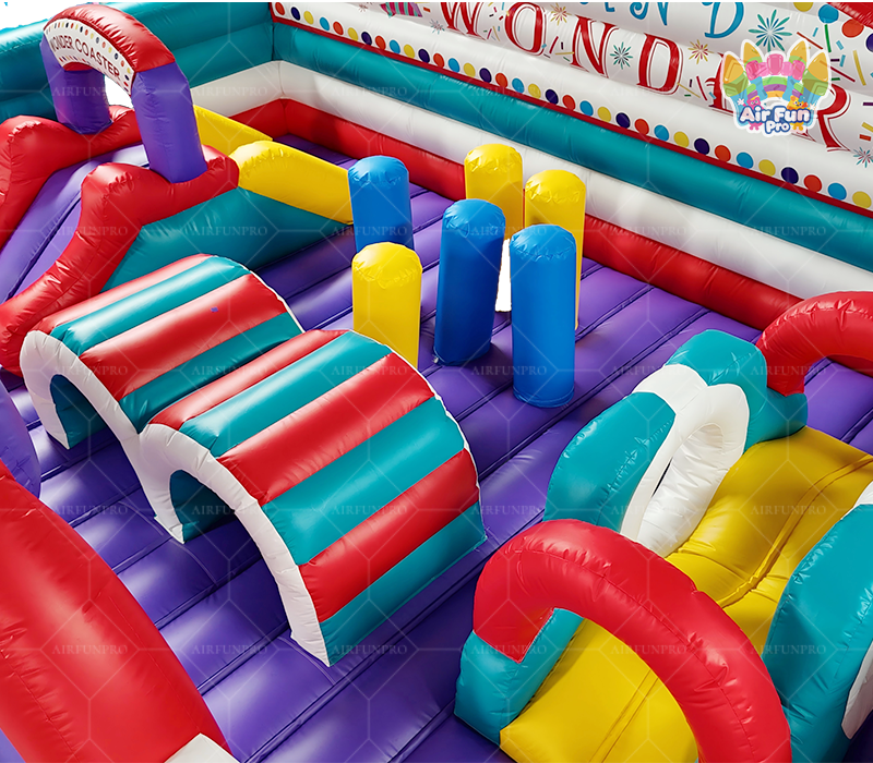 Commercial PVC Wonder Land Theme Inflatable Castle Combo with Slide Obstacle Courses for Kids Outdoor Bounce House