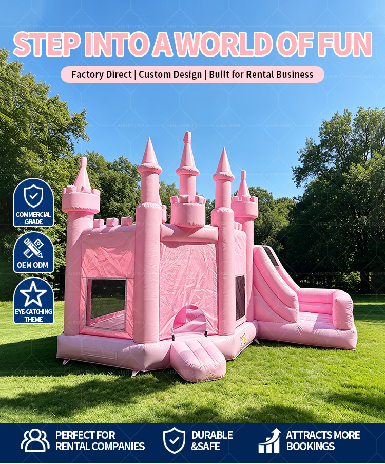 Commercial Pink Jumping House Inflatable Bouncer Combo Jumper for Event Rental Inflatable Play Bouncing House with Slide